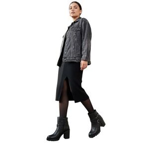 Seven Dials Black Strappy Heeled Booties with Side Zipper